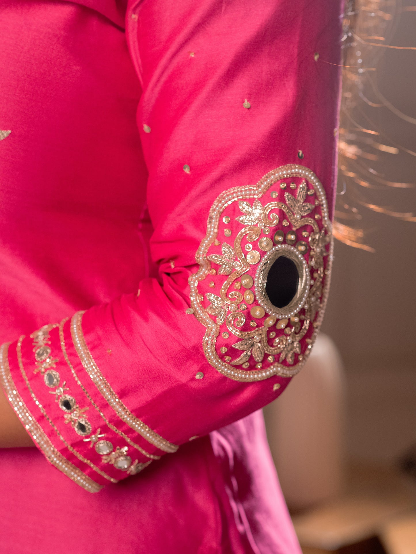 ISHTARA'S FUCHSIA PINK STRAIGHT FIT KURTA WITH GREEN PANTS AND DUPATTA #NAV07