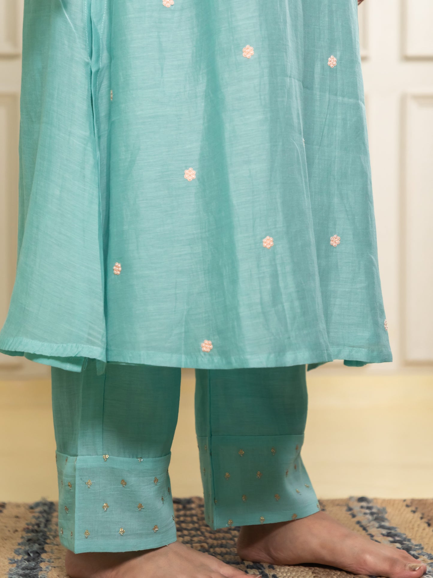 ISHTARA ACQUA BLUE KURTA WITH ANKLE PANTS AND DUPATTA #ISH04