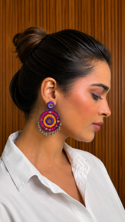 Rangoli Circle Embroidered Earrings KVDE0526