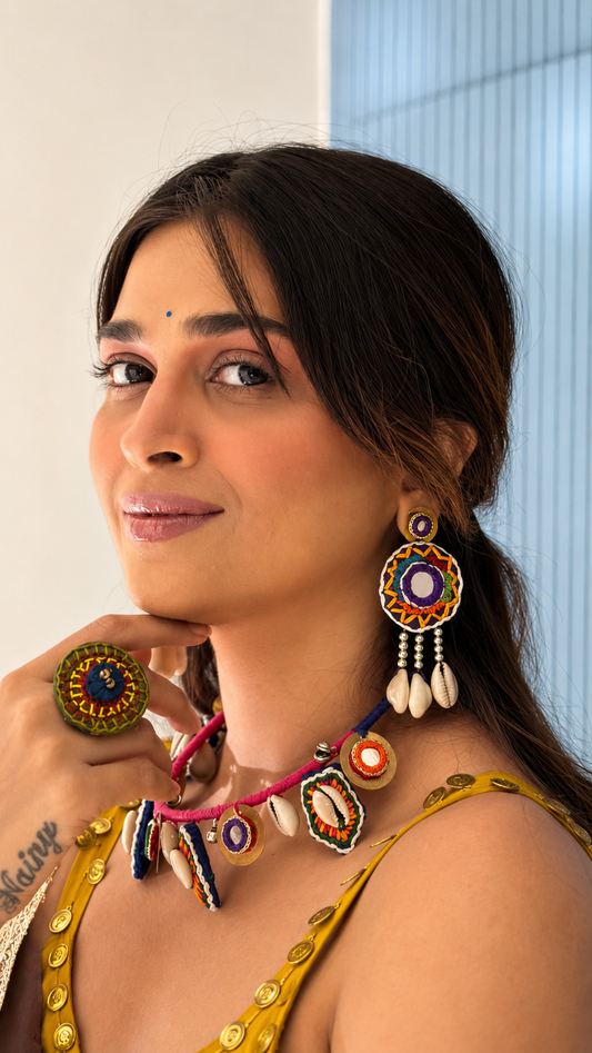 Rangoli Mirror Shell Earrings KVDE0726