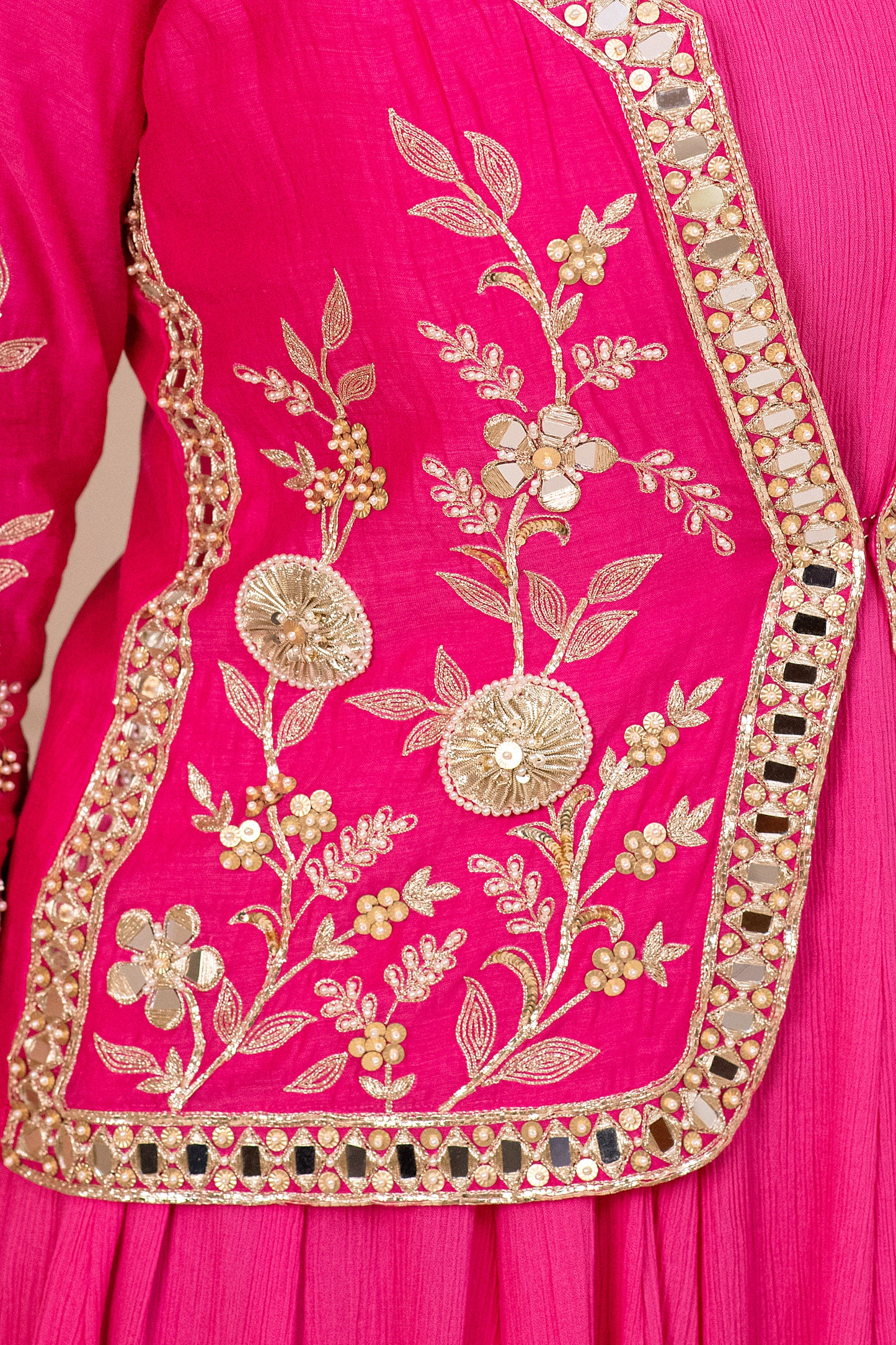 ISHTARA'S FUCHSIA PINK GOWN WITH EMBROIDERED SHORT JACKET #NAV01