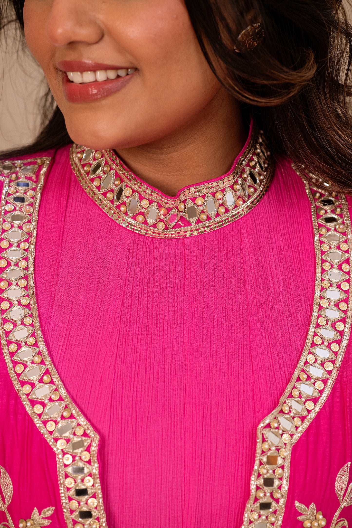ISHTARA'S FUCHSIA PINK GOWN WITH EMBROIDERED SHORT JACKET #NAV01