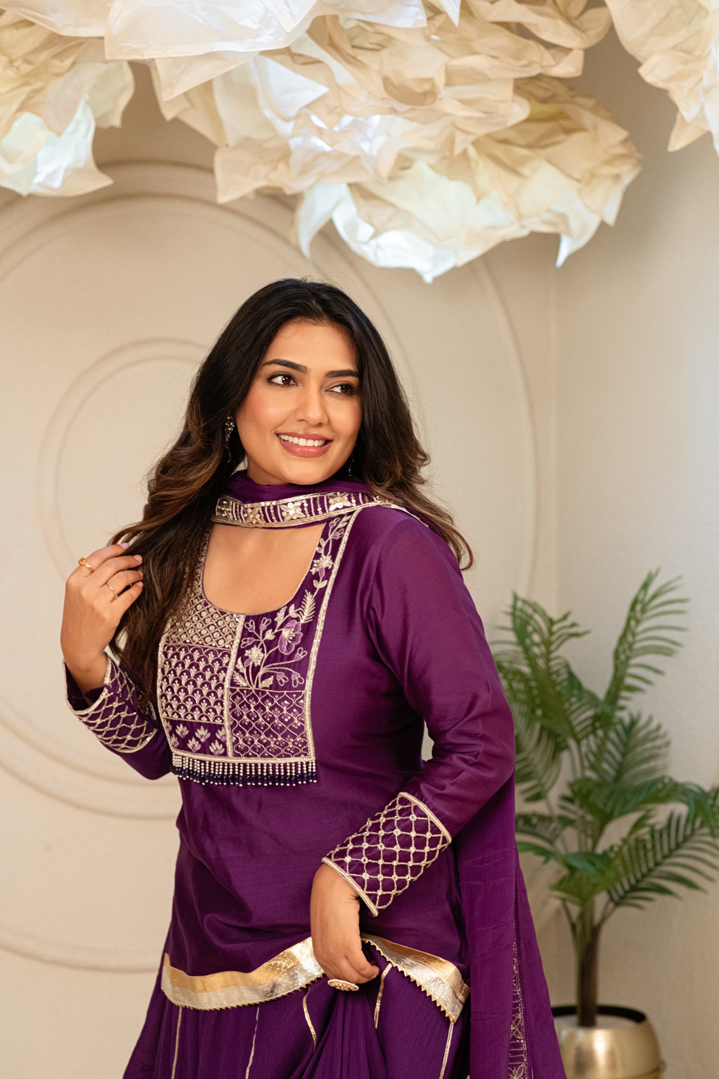ISHTARA'S PURPLE SHORT KURTA WITH A KALI LEHENGA AND DUPATTA #NAV05