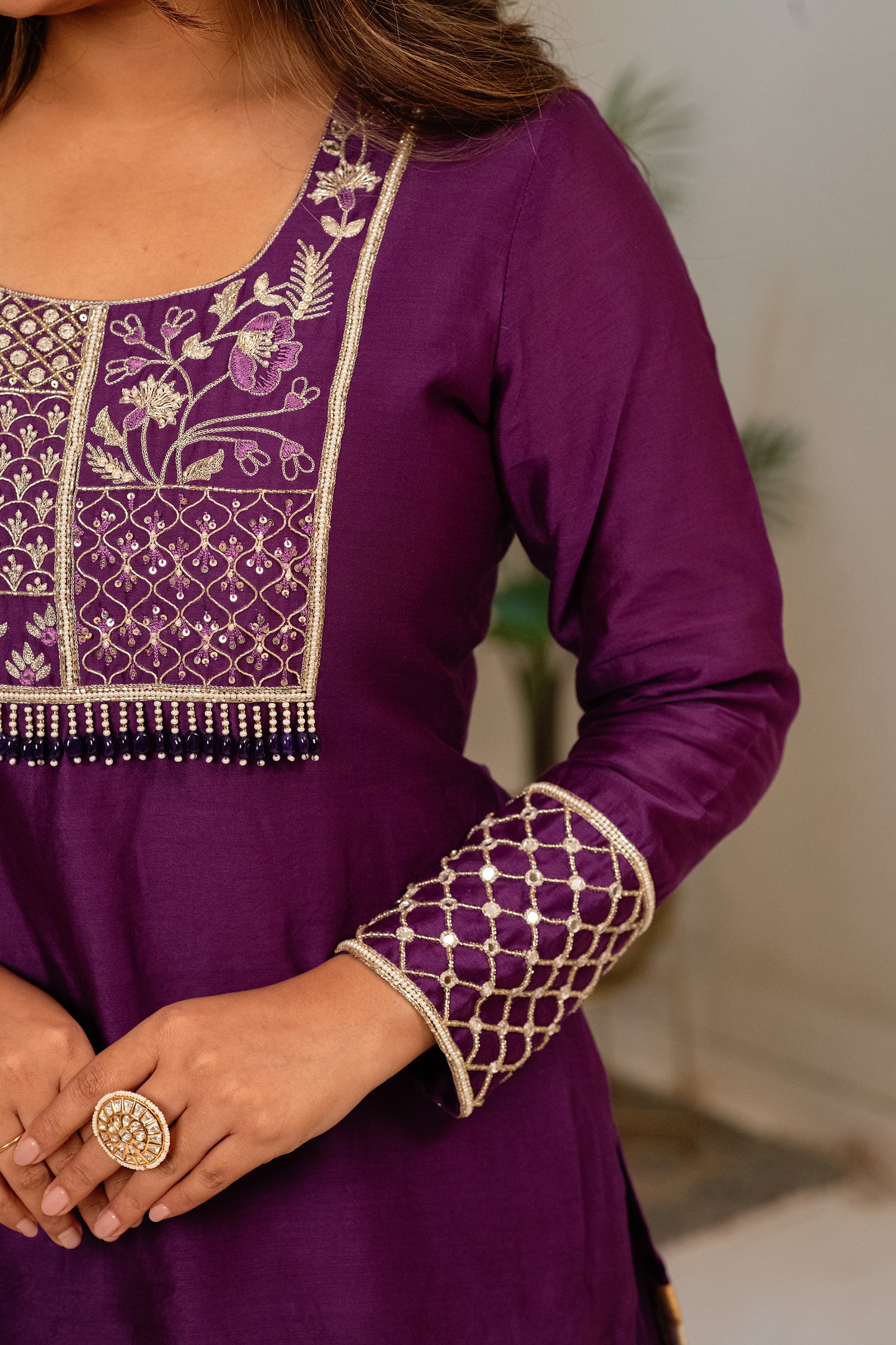 ISHTARA'S PURPLE SHORT KURTA WITH A KALI LEHENGA AND DUPATTA #NAV05