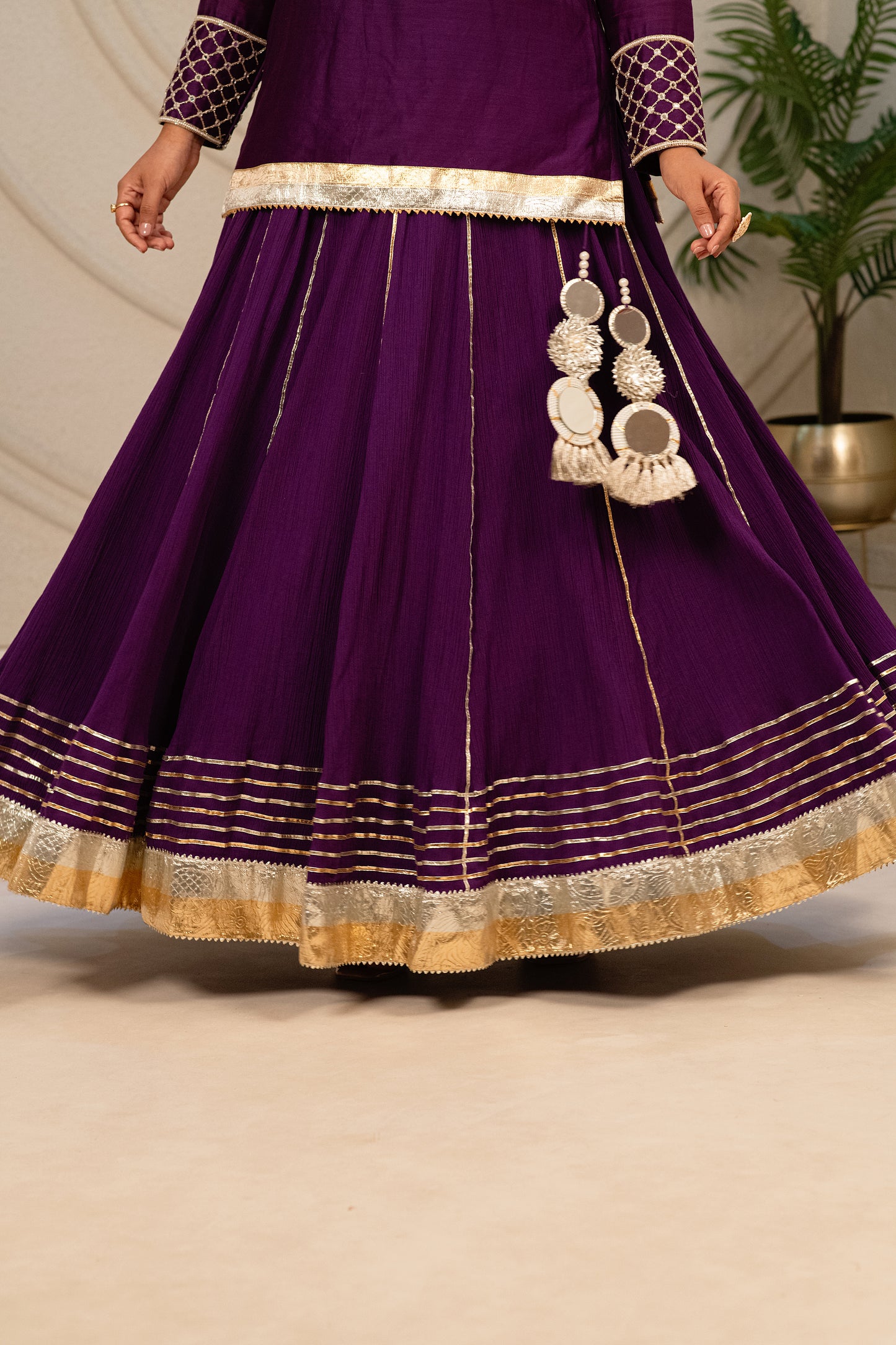 ISHTARA'S PURPLE SHORT KURTA WITH A KALI LEHENGA AND DUPATTA #NAV05