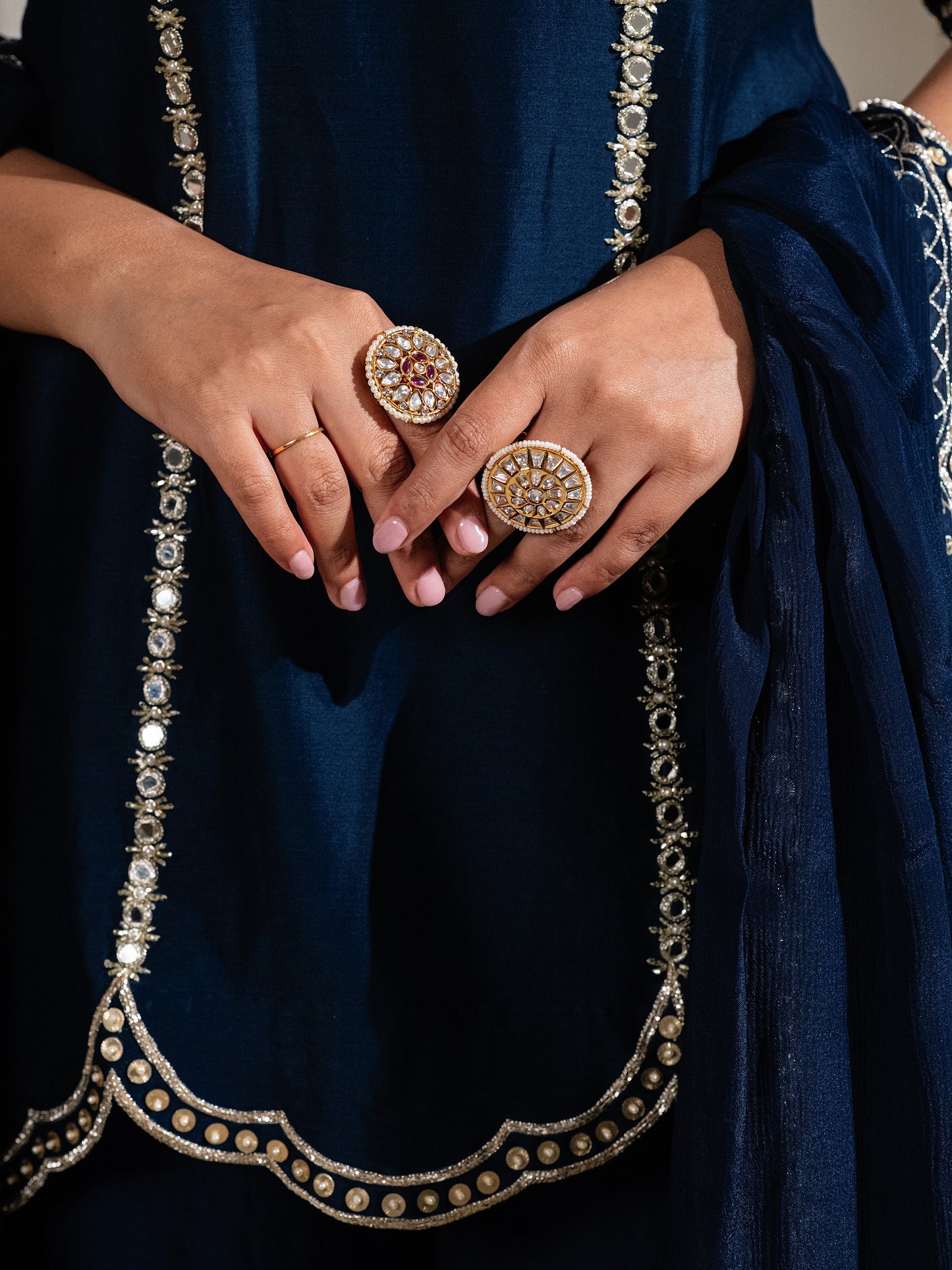 ISHTARA'S MIDNIGHT BLUE SHORT KURTA WITH A FLOWY GHARARA WITH A DUPATTA #NAV06
