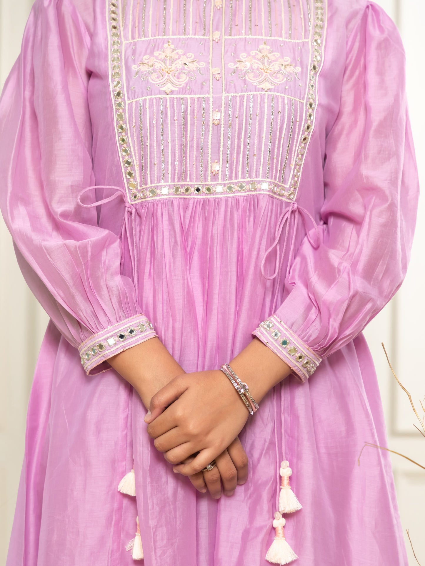 ISHTARA LAVENDER YOKE DRESS WITH ANKLE LENGTH PANT #ISH19