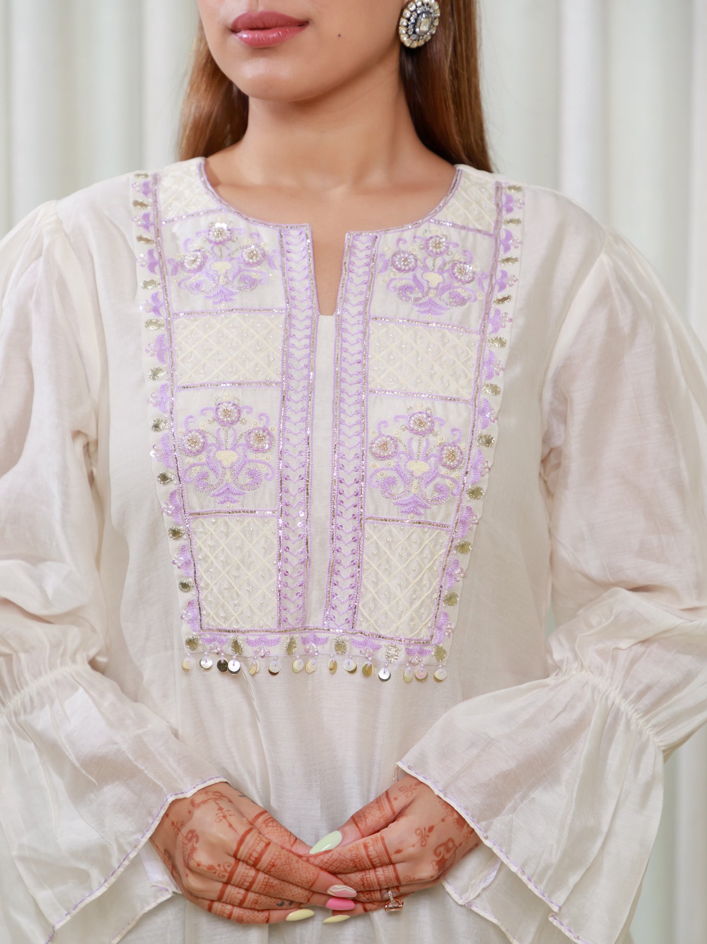 ISHTARA OFF-WHITE LAVENDER TWO LAYERED DRESS #ISH29