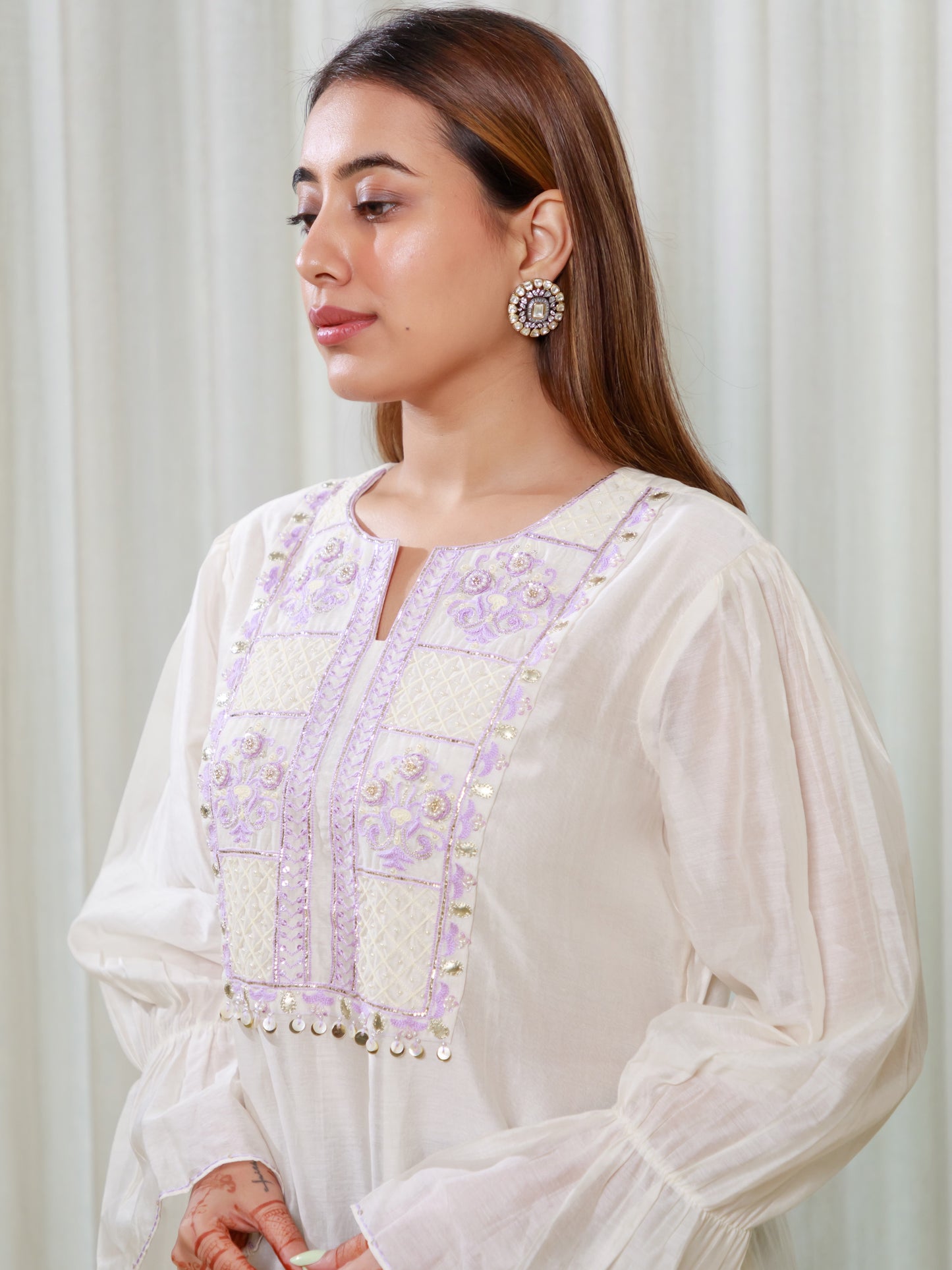 ISHTARA OFF-WHITE LAVENDER TWO LAYERED DRESS #ISH29