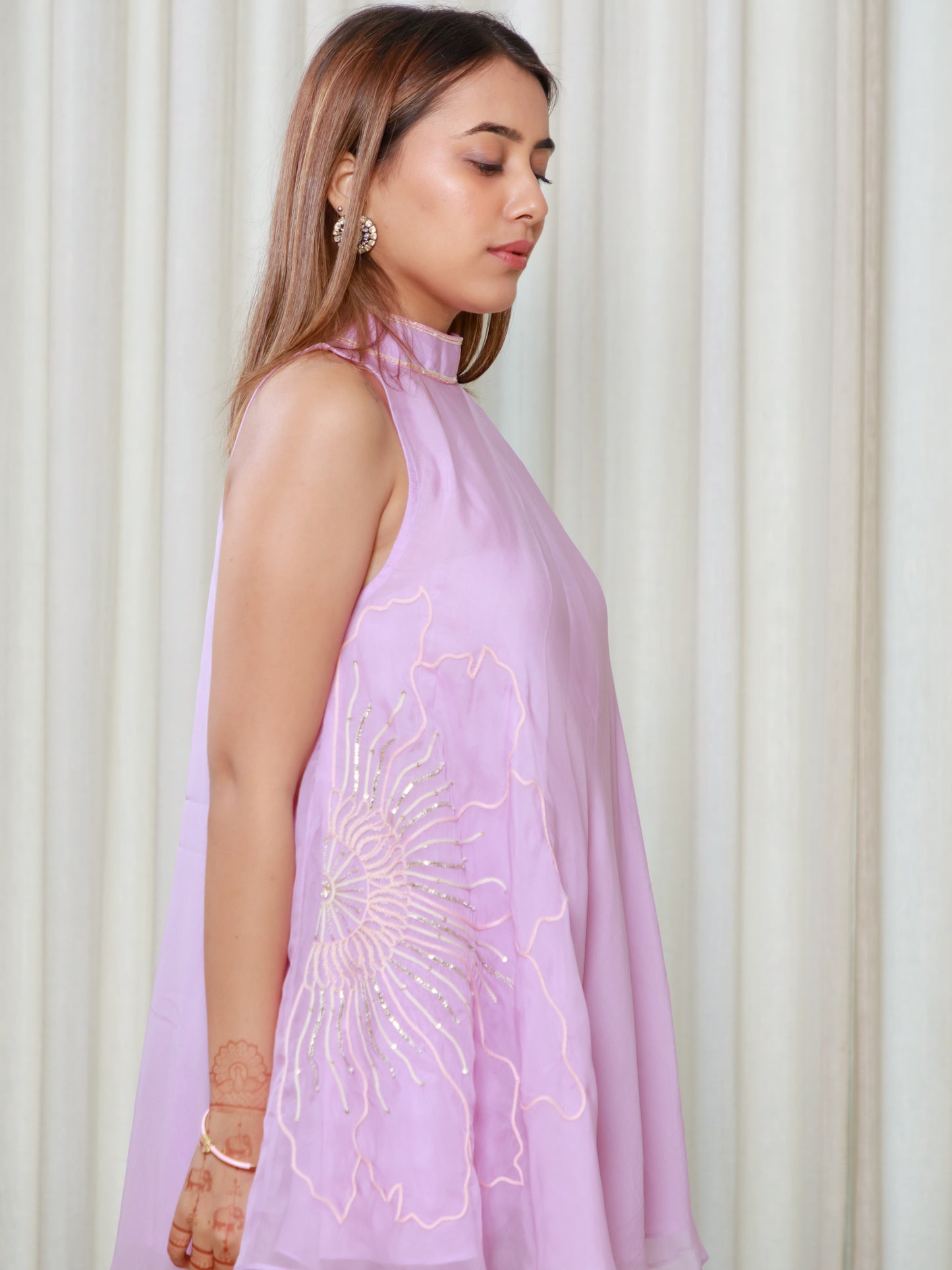ISHTARA LAVENDER BIAS CUT TOP WITH ANKLE LENGTH PANT #ISH32